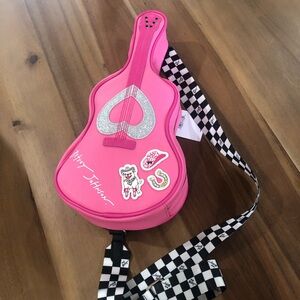 Betsey Johnson NWT Pink Rockstar Western XO Rock Guitar Crossbody